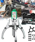 Heavy Duty Hydraulic Bearing Puller With Adjustable Jaws And 360 Degree Pump Handle, Straight Shot 5 To 20 Ton Gear Separator used in garage.