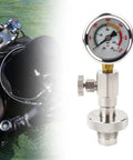 Yoke Tank Pressure Gauge For Scuba Diving Stainless Steel Compact Regulator Intermediate Pressure Checker With Vent Bleed Valve DIN Valve Compatible Accurate Readings For Water Sports And Underwater Explorers