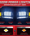 2500W LED headlights comparison showcasing Deluxe 12V LED Headlight And Taillight Kit For 1993 Up Club Car DS Gas And Electric Golf Carts