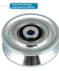 Skelang 3in V-groove wheel with double bearings for inverted-V track sliding gate, front view, chrome finish