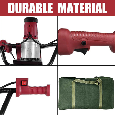 1500W Electric Post Hole Digger With 6 Inch And 4 Inch Augers, Reverse Function, Carry Bag, durable material close-up