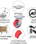 4x2 Inch Heavy Duty Swivel Caster With Polyurethane Wheel 800 Lb Load Capacity features and construction details.