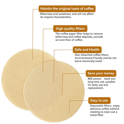 Unbleached Round Coffee Filter Papers 800 Count Replacement Packs Compatible With Aeropress Coffee Makers And Espresso Machines Disposable Coffee Tea Filters