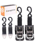 Heavy Duty Stainless Steel Retractable Ratchet Straps For Boat, 2 Pack, 1 7/8 Inch By 4 Foot Marine Tie Downs With Extension Straps