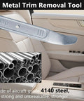 4140 Pry Tool For Auto Interiors And Panels displayed with car interior and steel illustration