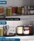 Dope Lazy Susan Organizer For Kitchen Cabinets And Pantry Bamboo Turntable Rotating Tray For Spices Jars in a pantry demo