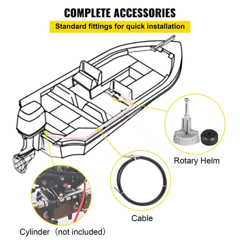 Ultimate Outboard Boat Steering Kit With 14 Ft Control Cable Three Quarter Inch Tapered Shaft Marine Grade Alloy Built For Yachts And Fishing Boats Easy Install Rock Solid Steering On Any Watercraft