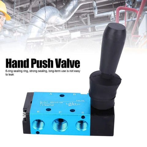 2 Position 5 Way Manual Air Control Valve With Hand Lever Pneumatic Valve Aluminum Alloy Body Quarter Inch Port Size