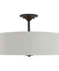 Inspire Collection Antique Bronze Three Light Semi Flush Mount Ceiling Light For Bathrooms Closets Bedrooms And Hallways 18 Inch Fixture
