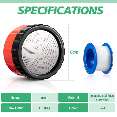 1000-Hole Garden Hose Nozzle With Soft Mist Spray, Ultra Gentle Watering For Tender Plants And Flowers, PTFE Tape Included