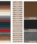 Leather Repair Tape color samples including black vinyl 16x40 inch, litchi, smooth, and retro grain textures for upholstery.