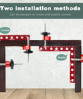 4 Pack 5.5 Inch 90 Degree Corner Clamps For Woodworking showing two installation methods for inside and outside corners.
