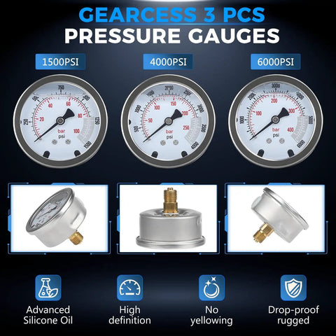 Upgraded Nitrogen Charging Kit With 3 Gauges 100 To 400 Bar 1500 To 6000 PSI For Fast Nitrogen Fill And Pressure Test.