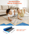 Two women using Heavy Duty Floor Underlayment Roll 3 Mm Thick Laminate Flooring Padding With Vapor Barrier over 100 square feet.