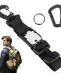 Magnetic Luggage Strap For Backpack And Suitcase, Heavy Duty Travel Belt With Jacket Gripper, shown with backpack use