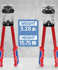 Beast Mode Heavy Duty Cable Lug Crimping Tool For AWG 8 To 1/0 Battery Cables, red handles and size details shown