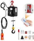 Beefy Portable Electric Hoist With 3 In 1 Control And Copper Motor, Wireless Remote And Wired Control, Lifts Up To 1543 Lbs For Quick Easy Garage Lifts with remote, wired pendant, hook, and batteries