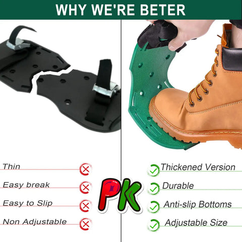 Lawn Aerator Shoes With 26 Spikes For Easy Yard Aeration And Deep Soil Breathing, contrasting features with thicker sole
