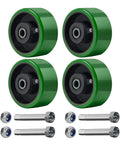 Beefy 4 Inch Polyurethane On Cast Iron Wheel Caster Set With Half Inch Bore Roller Bearings Heavy Duty 3200 Lb Capacity 4 Pack