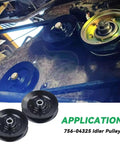 2 Pack Idler Pulley Replacement For Craftsman LT2000 T110 R110 Lawn Mower 756-04325 Replaces MTD Troy-Bilt Cub Cadet Rotary 14326 Durable Heavy Duty Wheel Easy Install Perfect Fit For Deck Drive Belt Tension; black steel pulley installed on mower deck