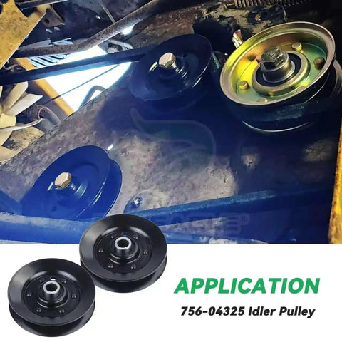2 Pack Idler Pulley Replacement For Craftsman LT2000 T110 R110 Lawn Mower 756-04325 Replaces MTD Troy-Bilt Cub Cadet Rotary 14326 Durable Heavy Duty Wheel Easy Install Perfect Fit For Deck Drive Belt Tension; black steel pulley installed on mower deck
