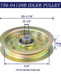Idler Pulley Kit Replaces 753-08171 756-04129B 956-04129 with measurements for Cub Cadet Troy Bilt mowers
