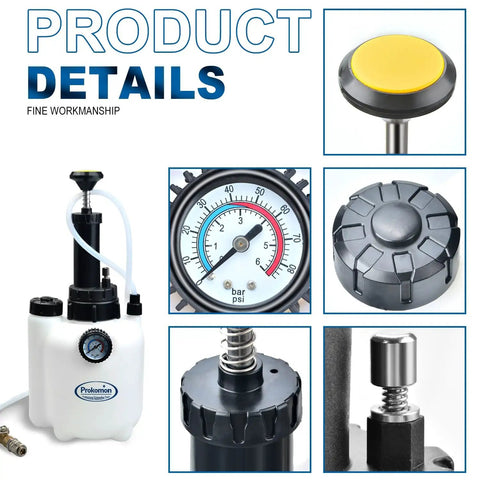 3 Liter Transmission Fluid Pump Kit With Oil Filler System And 8 ATF Adapters, detailed parts and pressure gauge shown.