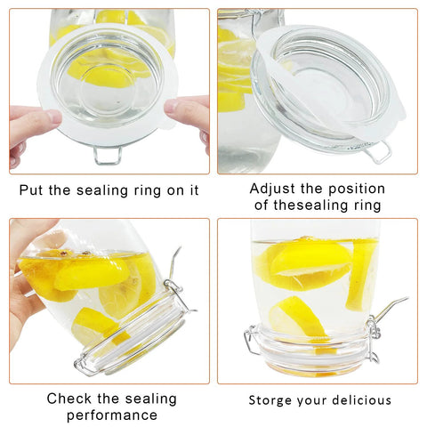 12-piece white silicone sealing rings for glass and Mason jars; airtight replacement gaskets, elastic and fits most sizes