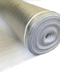 Heavy Duty Floor Underlayment With Advanced Moisture Vapor Barrier And Slick Silver Chrome Finish roll displaying anti crush technology and cushioning.