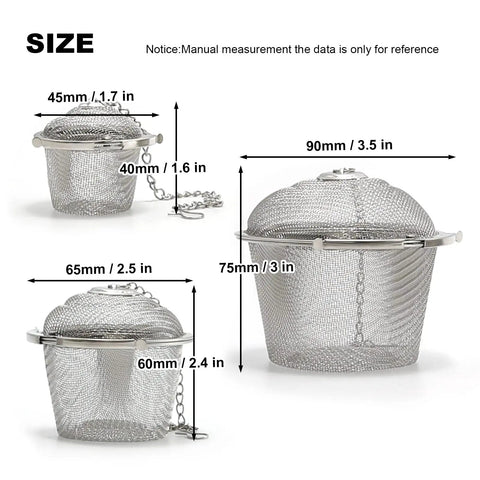 Heavy Duty 304 Stainless Steel Ultrasonic Cleaner Basket Set Slick Three Piece Jewelry And Small Parts Holder Kit with size dimensions.