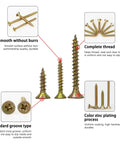 Wood Screws Kit 175 Pieces Self Tapping Screws Set Yellow Zinc Plated Flat Head Phillips Assorted Wood Screws with details