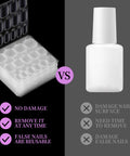 Comparison of 600 Pieces Press On Nail Adhesive Tabs Set and traditional nail glue for nail application.