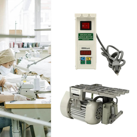 600W Brushless Servo Motor For Industrial Sewing Machines With AC 110V, Split Motor And Controller shown in a sewing workshop
