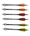 7.5 Inch Magnum Carbon Bolts For Cobra R9 And RX Crossbow, 6 Pack With Broadheads, strong black bolts with colorful vanes