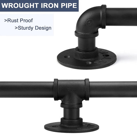 10Ft Matte Black Stair Handrails For Indoor Stairs With Wall Mount Support Made From Iron Pipe Railing Durable Rust Resistant Anti Slip Finish