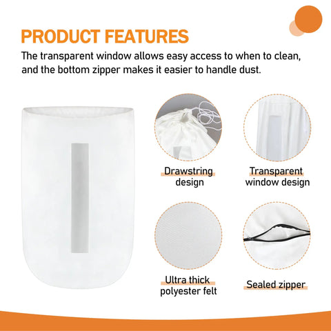 70 Gallon Heavy Duty Dust Collector Bag for Woodworking Tools Universal Lower Filter with Transparent Window and Sealed Zipper
