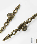 Antique Bronze Cabinet Knobs And Pulls With Plate 5 Inch Hole Centers Vintage Drawer Knobs for Dresser Closet with screws visible