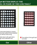 Comparison of golf ball display cases showing clear vs. unclear front on Golf Ball Display Case For 49 Balls Wall Mount Shadow Box