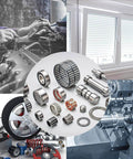 A collage of mechanical components including bearings, gears, and shafts with a focus on machinery applications.