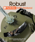 Roll Top Waterproof Dry Bag For Kayak Gear And Boat Essentials That Keeps Your Phone Safe In A Waterproof Case displayed with water splash