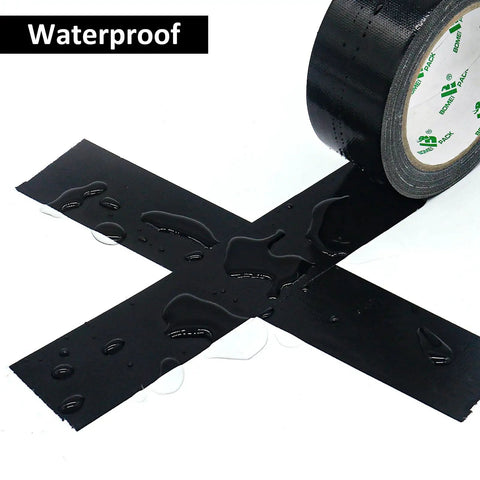 Five Roll Pack Black Duct Tape Rolls For DIY Projects, Heavy Duty 8.3 Mil Thick 1.88 Inch Wide By 35 Yards Each, waterproof demo