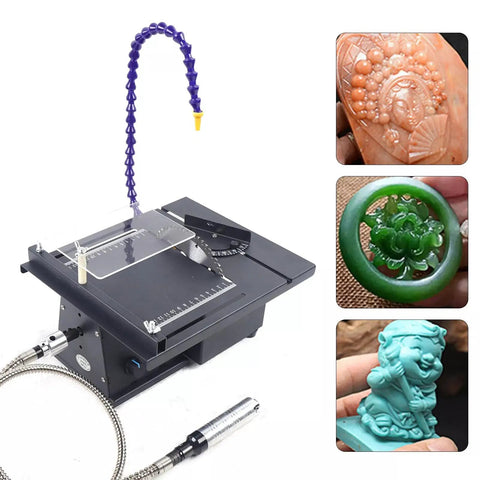 110V Portable Table Saw Gem Jewelry Rock Polishing And Grinding Machine with carved stone examples