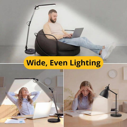 LED Architect Desk Lamp With Wireless Charger And Adjustable Swing Arm For Your Home Office, 32 Inch Tall Panel, versatile setup