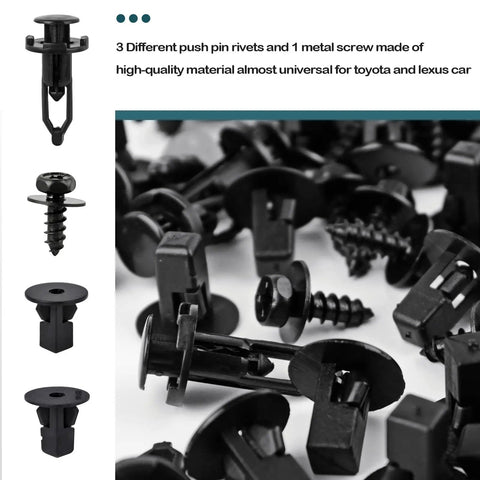 Close-up of 4 In 1 Body Bumper Screw Bolt Kit With Fender Liner Clips For Toyota And Lexus Wheel Well Retainers 121 Pcs UNIGT