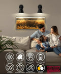 Black Wireless Led Wall Sconces Set Of Two With Remote Control Dimmer And Auto Timer lighting a cozy family setting.