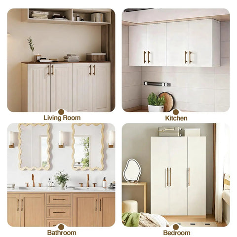 10 Pack Champagne Bronze Cabinet Handles For Drawers And Cabinets, Seven And A Half Inch Center Hole Drawer Pulls Installed In Various Rooms