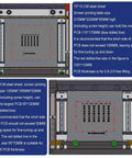 Manual Solder Paste Printer for PCB SMT Stencil with size details and metal honeycomb platform, text panels on screen