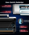 Front view of Next Gen Vacuum Sealer with LED status, built-in safety cutter, guided seal bar, detachable tray.