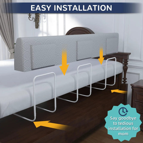 Zero Wiggle Toddler Bed Bumper With Comfy Foam Padding Kid Approved Safety Guard Rail Works Perfect On Twin Full Queen King Beds Grey 59 Inch Frame easy installation on bed