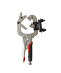 Beefy 10 Inch Locking Welding Clamp With Swivel V Type Pads And Installing Support For Table Mount, Handheld Or Benchtop Use